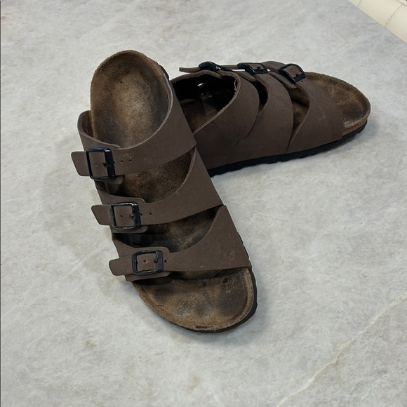 Birkenstock Brown Triple Strap Sandals - Picture 1 of 6